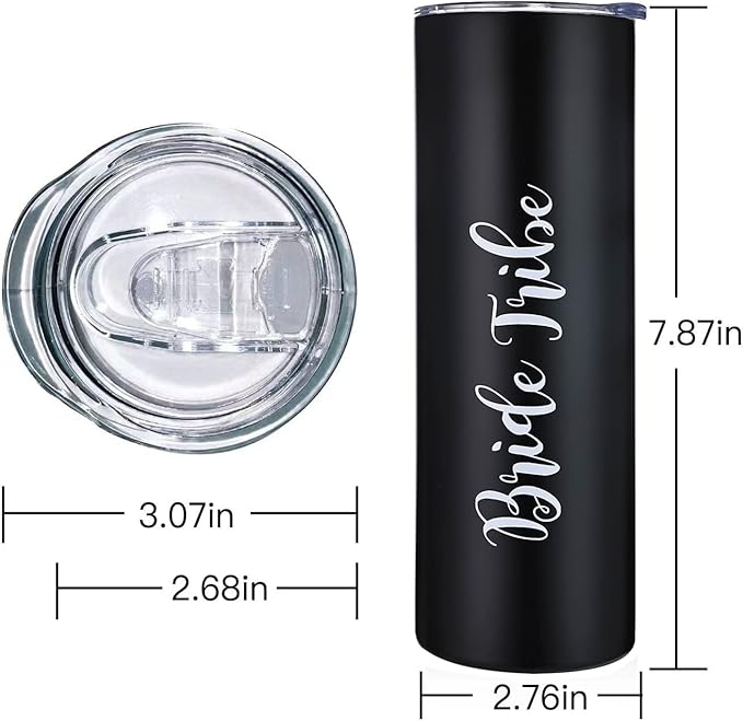 10 Pack Bride to Be Skinny Tumbler | 20 oz Bride Tribe Stainless Steel Wine Tumblers | Engagement Wedding Gifts Bridesmaids Mugs Bachelorette Party Supplies & Games