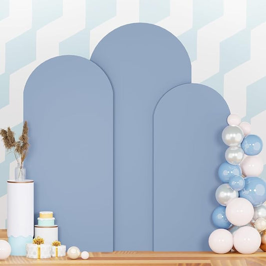 Set of 3 Wedding Arch Cover 6ft 6.6ft 7.2ft Dusty Blue Arch Cover Chiara Backdrop Cover Spandex Fitted Arch Stand Cover Balloon Arch Covers Stretchy Backdrop for Baby Shower Party Ceremony