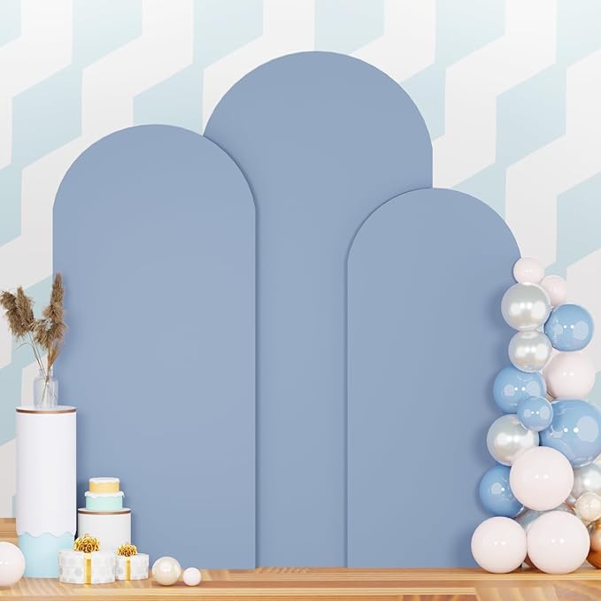 Dusty Blue Wedding Arch Cover Set of 3 Spandex Fitted Arch Stand Covers 5ft 6ft 7ft Balloon Arched Cover Stretchy Backdrop Chiara Arch Backdrop Covers for Baby Shower Wedding Ceremony Party Events