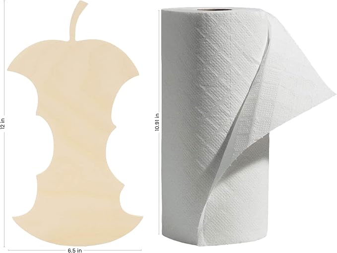 Apple Core Wooden Cutout 12 x 6-1/2 inches, 6 Unfinished Birch Wood Fruit Cutouts for Thanksgiving Decor and DIY Crafts, by Woodpeckers