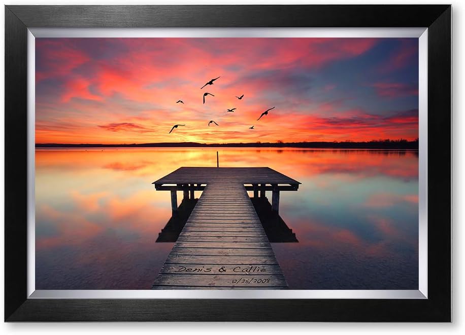 IPIC - Our Own Sunset Personalized Artwork with Names, Customized Gift for Anniversary. Giclee Wallart with High Grade Frame. Picture Size: 24x16