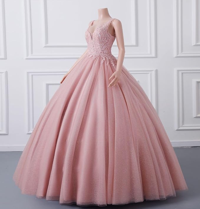 Engerla Women's Beading Sweetheart Ball Gown Tulle Layed Long Quinceanera Dress
