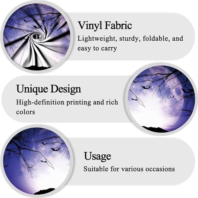 Leowefowa 15x8ft Halloween Night Backdrop Horrible Misty Forest Gloomy Moonlight Background Scary Dead Branch Bat Halloween Night Party Decor Banner Kids Adults Portraits Photo Props