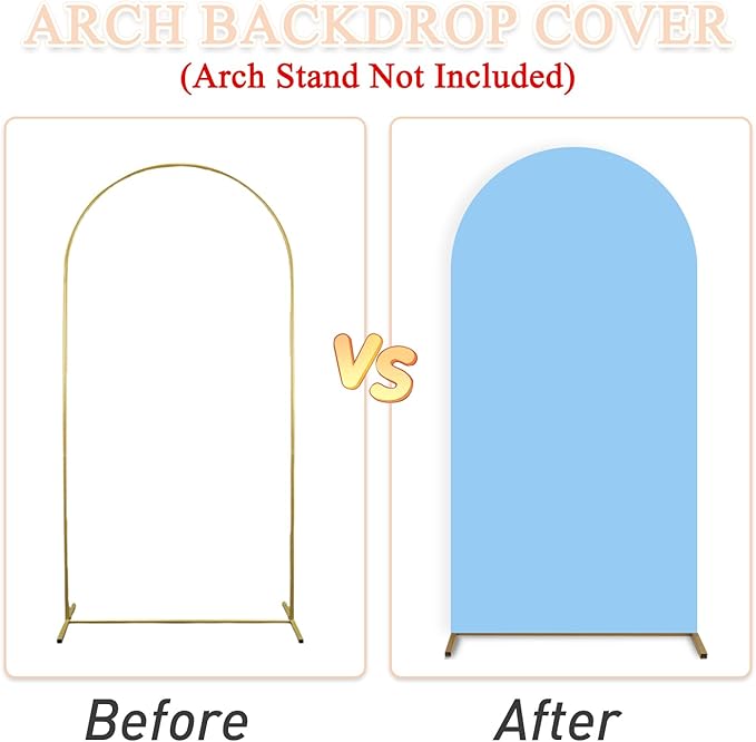 Wedding Arch Cover Set of 3 Spandex Fitted Arch Covers Stretchy Backdrop Chiara Backdrop Stand Cover 4ft 5ft 6ft Balloon Arch Cover Light Blue Arch Frame Cover for Baby Shower Birthday Party Decor