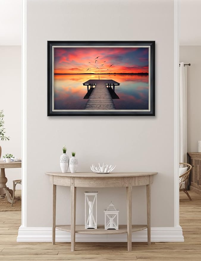IPIC - Our Own Sunset, Personalized Ideal Gift Custom Framed Wall Art with Names and Date, Giclee Prints with Solid Wood Frame, Unique and Memorable Present. Wall Art for Home Decor.