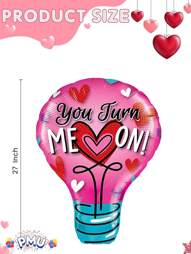 PMU Valentine's Day "You Turn Me On" 36in Mylar-Foil Balloon (25/pkg) Pkg/1