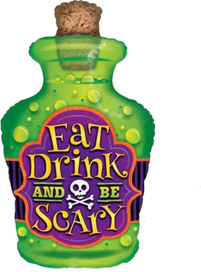 PMU 25 Pc Halloween Party Decoration Accessory 40 Inch "Eat Drink And Be Scary" Design Mylar-Foil Balloon