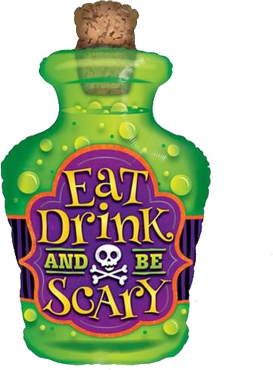 PMU 25 Pc Halloween Party Decoration Accessory 40 Inch "Eat Drink And Be Scary" Design Mylar-Foil Balloon