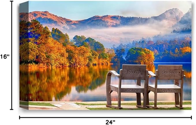 IPIC - Grow Old Together, Personalized Artwork with Names and Date on, Customized Gift for Anniversary,Wedding,Birthday and Holidays. 24x16