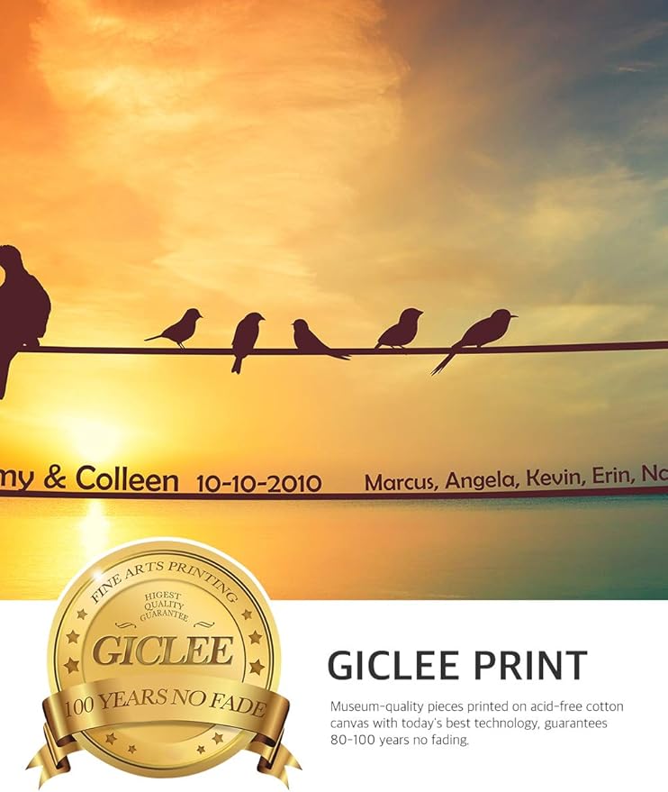 IPIC - We Are Family Personalized Artwork with Names, Customized Gift for Anniversary. Giclee Wall Art with High Grade Frame. Picture Size: 30x20,Total Size:33X23