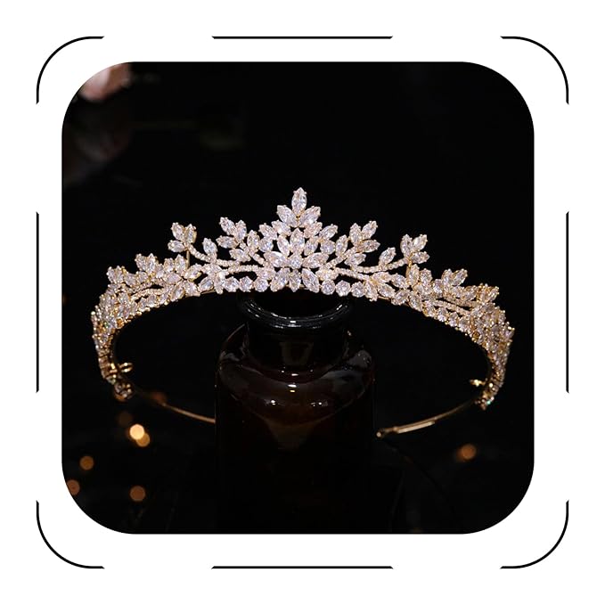 Jorsnovs Sparkly Small Zircon Wedding Crowns and Tiaras for Women Handmade Cubic Zirconia Princess Headpieces Sweet 16 Birthday Headdress