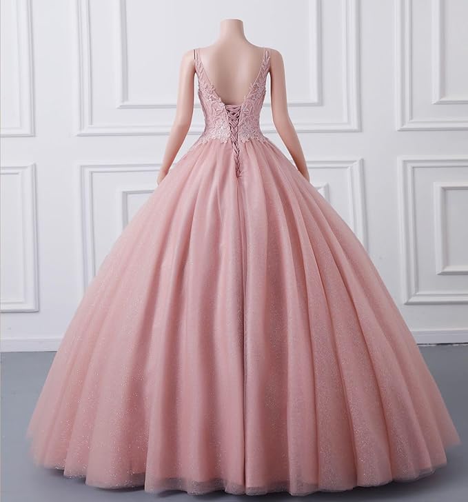 Engerla Women's Beading Sweetheart Ball Gown Tulle Layed Long Quinceanera Dress