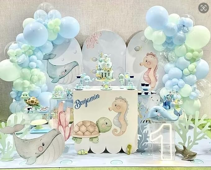 Arch Covers Underwater Birthday Party Decorations Chiara Arched Photography Backdrop Stand Cover for Kids Baby Shower Mermaid Sea Parties Props (3x5ft Cover,GX-2962)