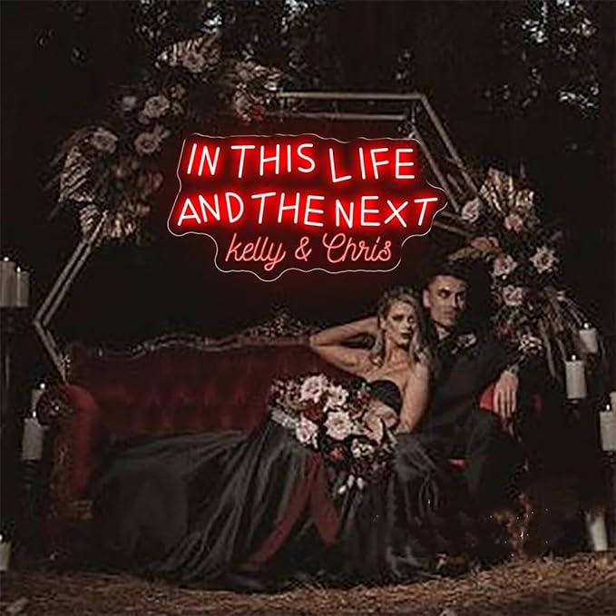 In This Life And The Next Neon Sign Custom Gothic Wedding Name LED Neon Light Personalized Wedding Party Backdrop Decor Home Wall Decor Gift for Newly