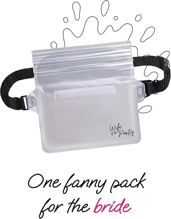 Waterproof Bachelorette Party Fanny Pack Set (7 Pack - Pink) 1 “Wife of the Party” Bride Fanny Pack and 6 “The Party” Bachelorette Fanny Packs | Bachelorette Party Favors I Bachelorette Gifts