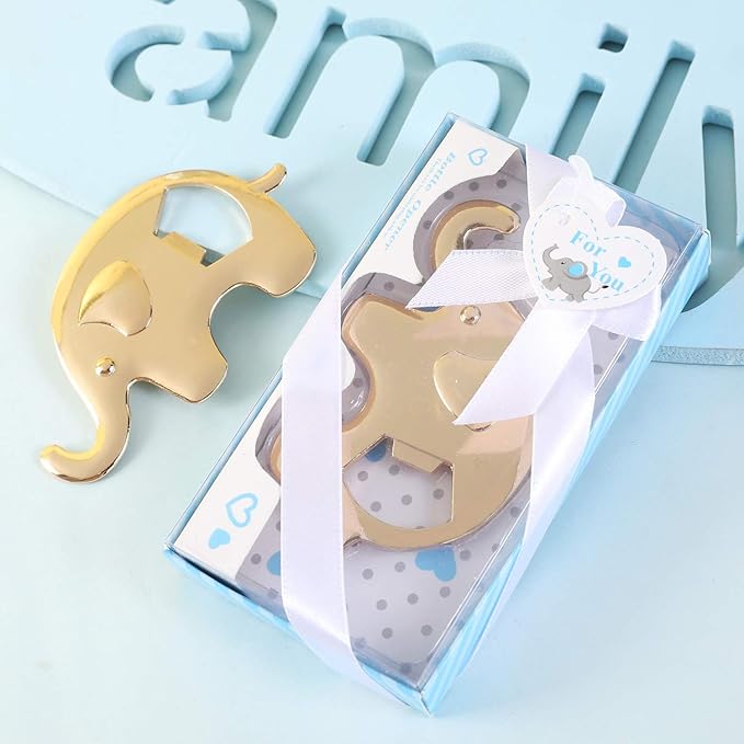 Pack of 36 Bottle Opener Baby Shower Party Favor for Guests Elephant Shaped Bottle Opener Baby Shower Favors Birthday Bridal Shower Souvenirs Wedding Favor Gift (Blue Elephant, 36)