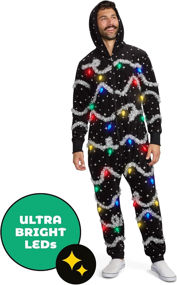 Tipsy Elves Christmas Onesies for Adults - Comfy Unisex Matching Holiday Jumpsuits with Convenient Pockets