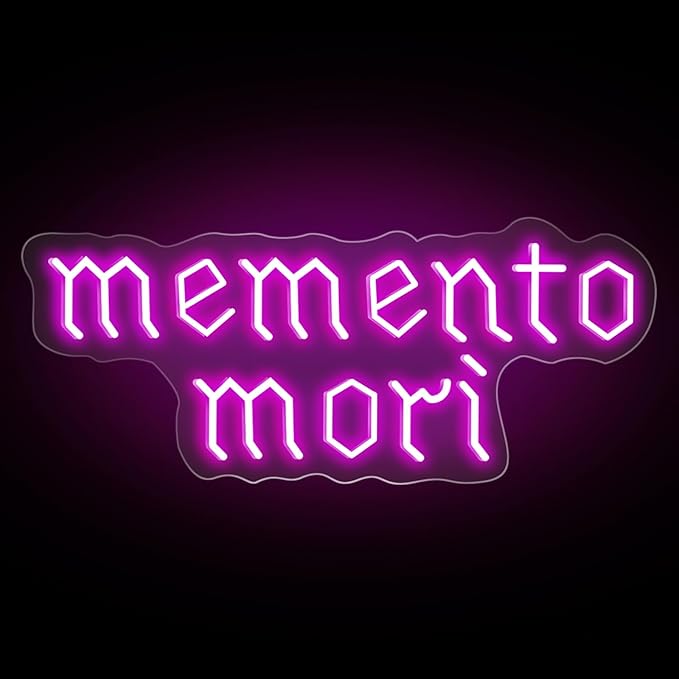 Memento Mori Neon Sign, Purple Stoic Wall Art, Gothic LED Light, Creepy Halloween Decor, Gothic Decoration, Satanic Witch Decor, 16.5"x6.7"