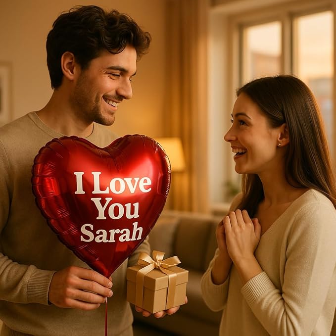 Custom Foil Balloon – 20 Pcs 18 Inch Star, Heart or Round Shape Foil Balloon – Double-Sided Printed Personalisation with Text, Image or Logo (heart)