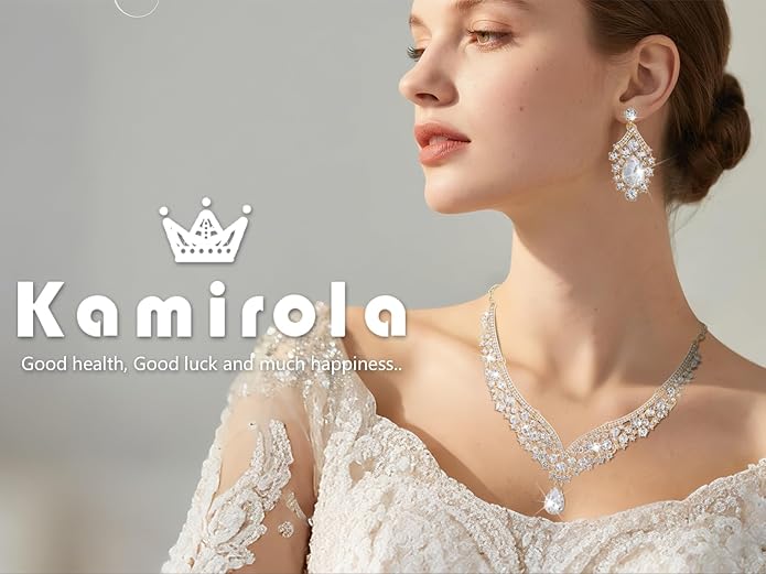 Kamirola Tiaras and Crowns for Women,Tiaras Earrings Necklace, Crystal Bridal Jewelry Set, Costume Party Halloween Prom Pageant Jewelry for Women TR80