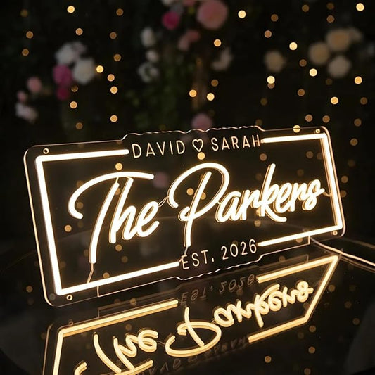 Custom Wedding Name Neon Sign Last Name With Est Neon Light Personalized Couple Name Sign Wedding Backdrop Wall Decor Engagement Valentine's Day Gift