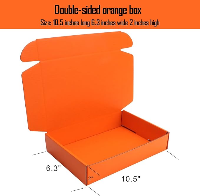 Orange Shipping Packaging MEIANJU L10.5xW6.3xH2 inch Hard Corrugated Cardboard Shipping Boxs Gift Wrap Box for Bridesmaid,Anniversary
