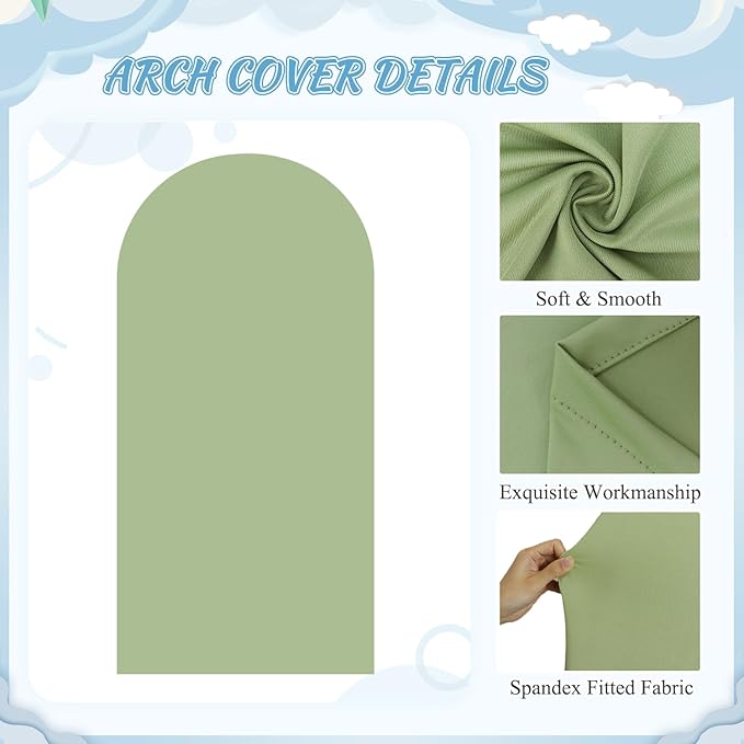 FOTSHARER 7.2 FT Wedding Arch Backdrop Stand and Sage Green Arch Cover Wedding Backdrop Arch Stand with Cover Gold Wedding Arches for Ceremony Happy Birthday Party Bridal Baby Shower Arbor Decorations