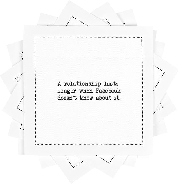Five Star Funny Realationship Quotes | White Cotton Cocktail Napkins | 50 Luxury Disposable Beverage Napkins with Witty Bar Quotes | Drink Napkins for Parties, Bars, Weddings & Game Nights