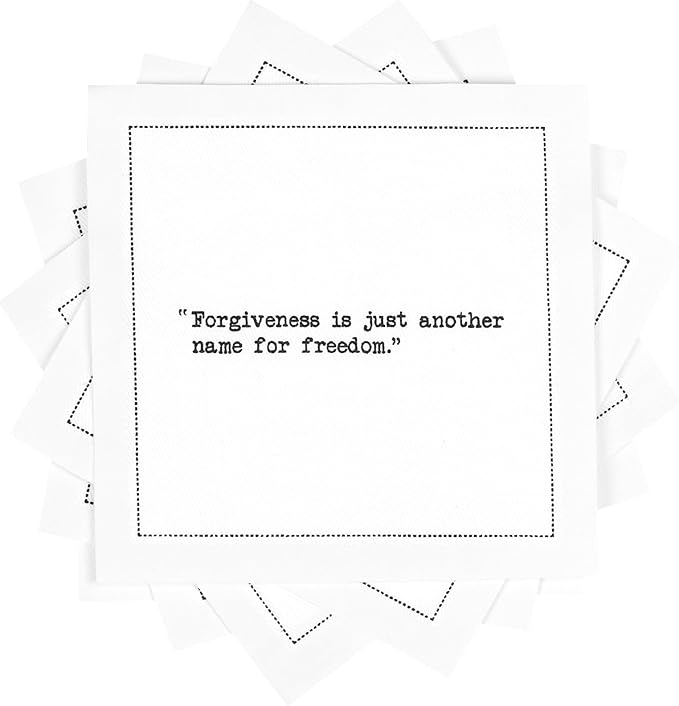 Five Star Moving Forward Quotes | White Cotton Cocktail Napkins | 50 Luxury Disposable Beverage Napkins with Witty Bar Quotes | Drink Napkins for Parties, Bars, Weddings & Game Nights