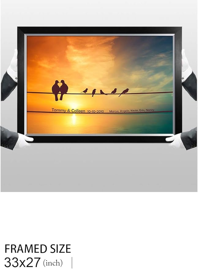 IPIC - We Are Family Personalized Artwork with Names, Customized Gift for Anniversary. Giclee Wall Art with High Grade Frame. Picture Size: 30x20,Total Size:33X23