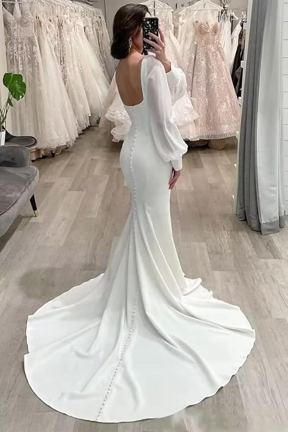 Boho Lace Wedding Dresses for Bride 2026 Tulle Long Sleeve Wedding Dress Ball Gowns Satin Mermaid Bridal Gown