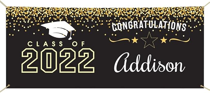 Customize Your Own Class of Graduation Personalized Banner, 30" x 72" Canvas Banner for Grad Party, College & High School