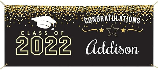 Customize Your Own Class of Graduation Personalized Banner, 30" x 72" Canvas Banner for Grad Party, College & High School