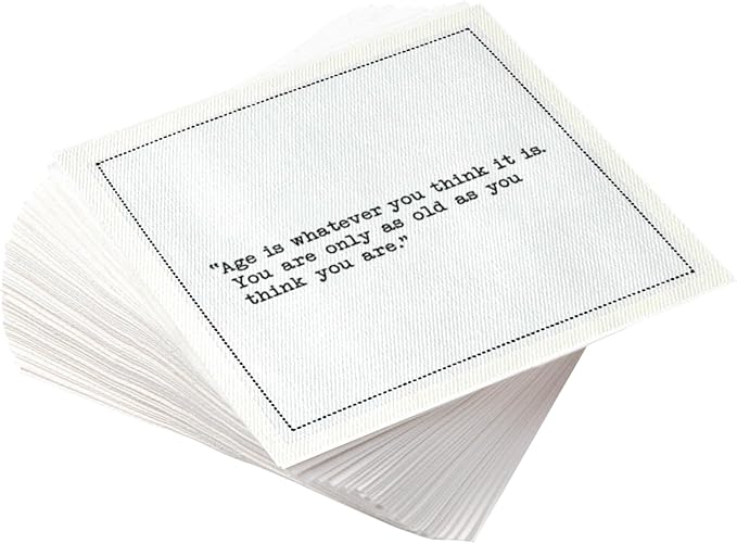 Five Star Funny Birthday Quotes | White Cotton Cocktail Napkins | 50 Luxury Disposable Beverage Napkins with Witty Bar Quotes | Drink Napkins for Parties, Bars, Weddings & Game Nights