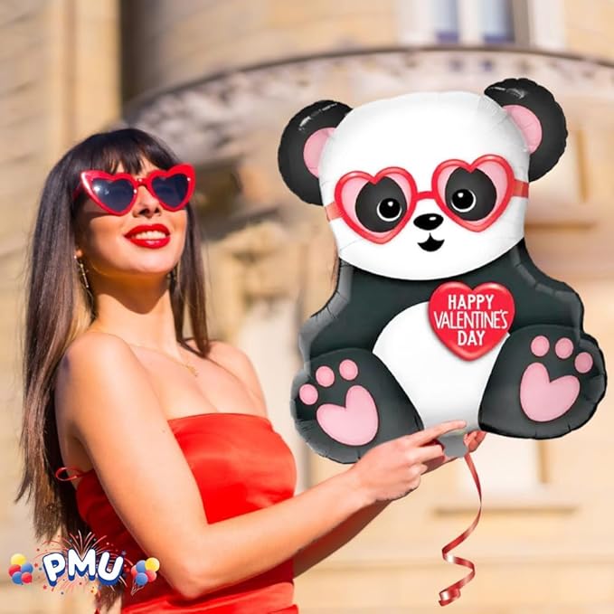 PMU Valentine's Day Balloons Panda Bear 32in Mylar-Foil Balloon (25/pkg) Pkg/1