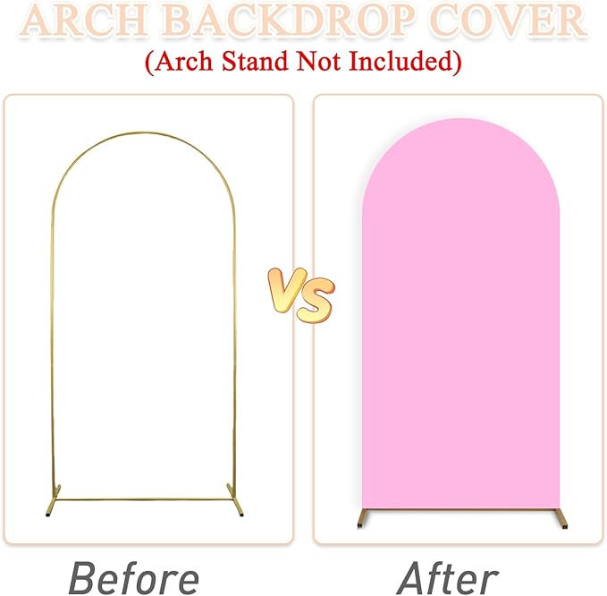 Pink Arch Backdrop Cover 7.2FT 6.6FT 6FT Wedding Arched Covers Stretchy Backdrops Set of 3 Spandex Arch Stand Covers Chiara Backdrop Cover for Arches Stand Birthday Party Baby Shower Graduation Decor