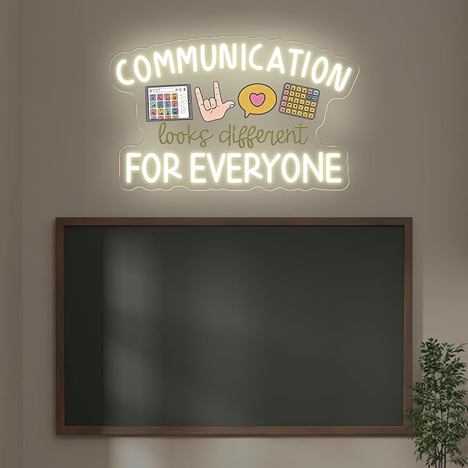 Communication Looks Different For Everyone Neon Sign, Speech Therapy LED Light, Welcome to Speech Room Sign,Therapy Classroom, 16.5"x10.4"