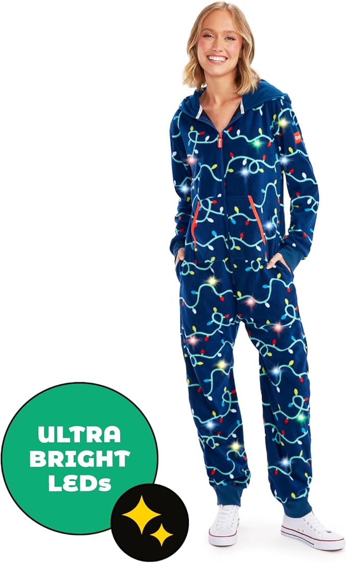 Tipsy Elves Christmas Onesies for Adults - Comfy Unisex Matching Holiday Jumpsuits with Convenient Pockets