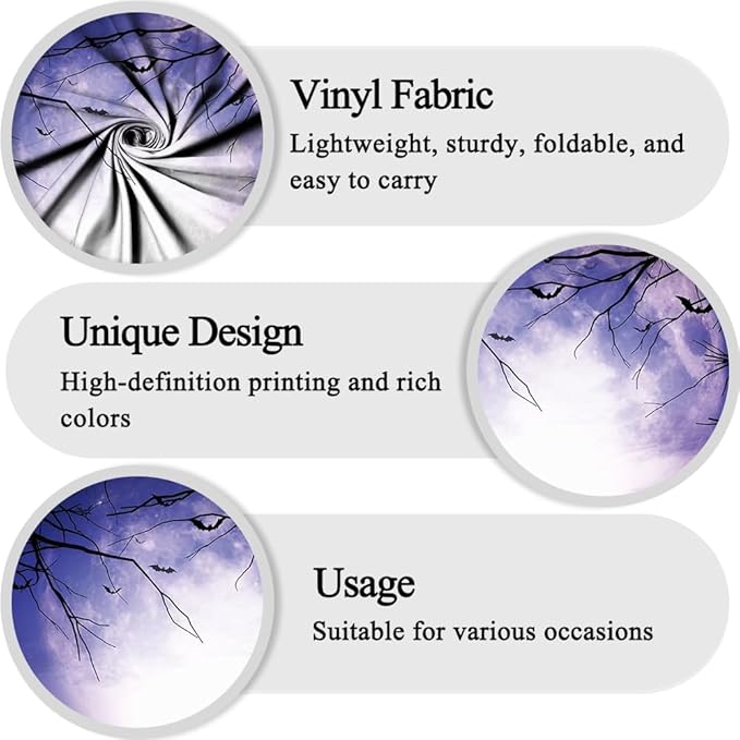 Leowefowa 10x8ft Halloween Night Backdrop Horrible Misty Forest Gloomy Moonlight Background Scary Dead Branch Bat Halloween Night Party Decor Banner Kids Adults Portraits Photo Props