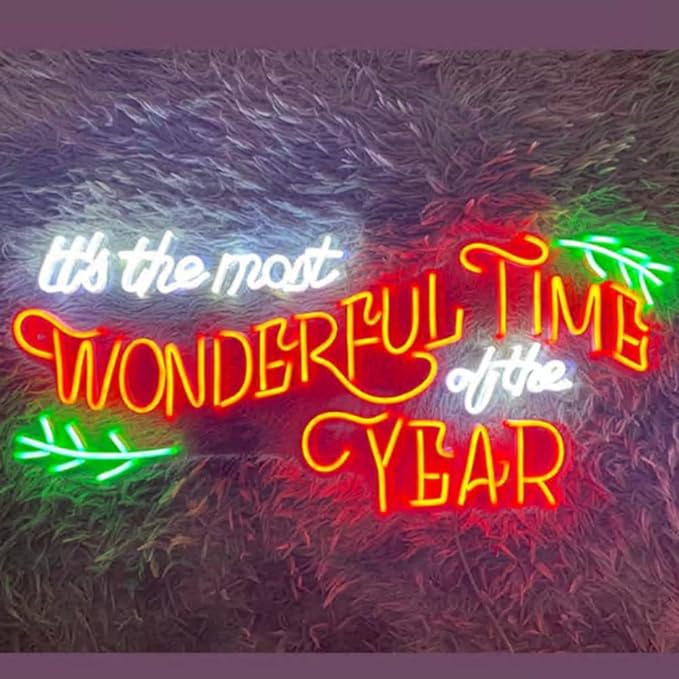 It's The Most Wonderful Time Of The Year Neon Sign, Xmas Holiday Decor, Christmas Led Light Wall Décor Size:23inches