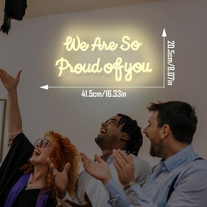 We Are So Proud Of You Neon Sign Dimmable 2025 Graduation Decorations Led Wall Decor Graduation Party Light Up Sign Going Away Party Neon Lights Welcome Home Led Sign