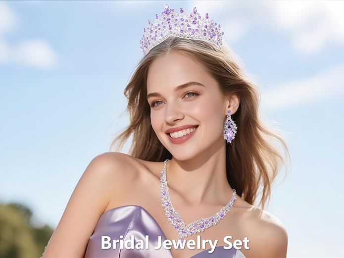 Kamirola Tiaras and Crowns for Women,Tiaras Earrings Necklace, Crystal Bridal Jewelry Set, Costume Party Halloween Prom Pageant Jewelry for Women TR80