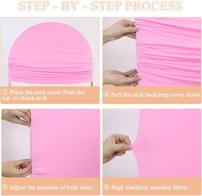 Set of 3 Arch Cover Pink Arched Backdrop Cover 6FT 5FT 4FT Wedding Arches Backdrop Stand Covers Spandex Chiara Backdrops Arch Covers for Birthday Party Bridal Baby Shower Ceremony Decorations