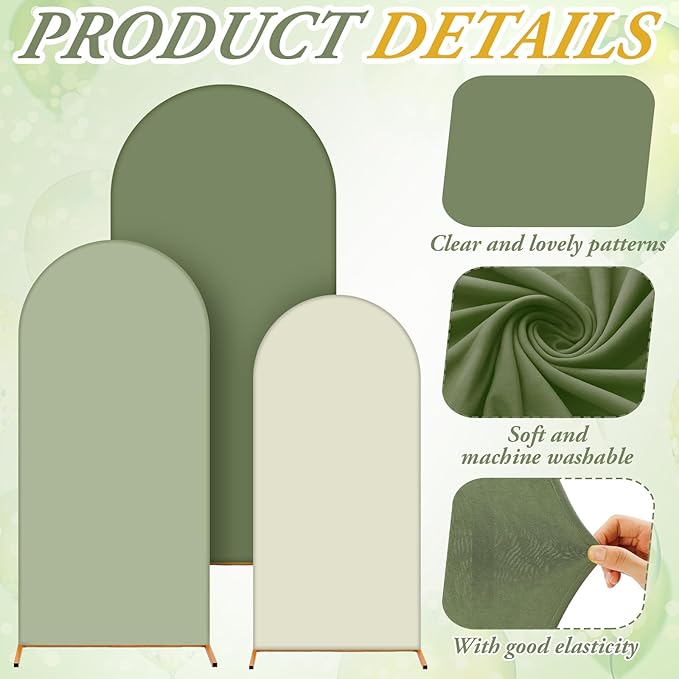 34 Pcs Sage Green and Beige Balloon Arch Backdrop Covers 4ft 5ft 6ft Sage Green Spandex Arch Backdrop Covers with Balloons for Wedding Bridal Shower Bachelorette Ceremony Outdoor Decorations