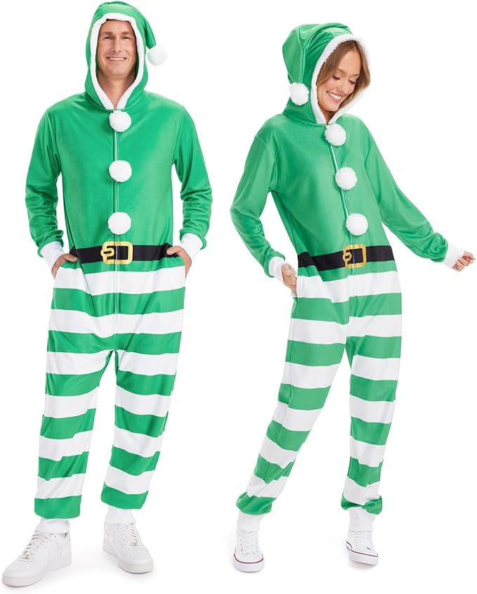 Tipsy Elves Christmas Onesies for Adults - Comfy Unisex Matching Holiday Jumpsuits with Convenient Pockets