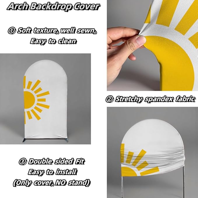 Here Comes The Son Arch Backdrop Cover First Trip Around The Sun Baby Shower Decorations Arch Spandex Cover Groovy Sunshine Birthday Party Fiesta (7.2x4ft Cover,28)