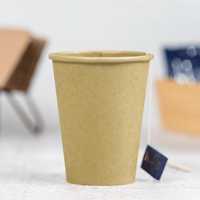 Karat 8oz Kraft Paper Coffee Cups [1,000 ct] Disposable, Leak-Resistant Double Poly-Lined Hot Cups | Ideal for Cafes & Offices, 80mm