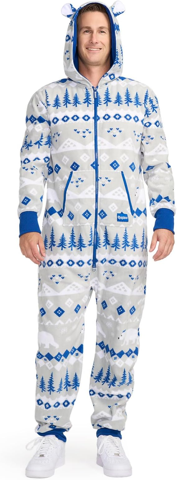 Tipsy Elves Christmas Onesies for Adults - Comfy Unisex Matching Holiday Jumpsuits with Convenient Pockets