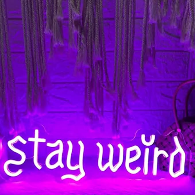Stay Weird Neon Sign, Gothic Room LED Neon Light, Gothic Halloween Humor Gothic Sign, Dark Art Wall Décor Size:24 inches