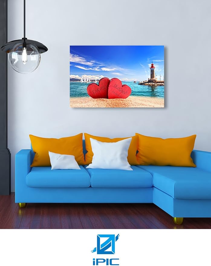 IPIC - Beach Lovers, Personalized Artwork with Names and Date on, Customized Gift for Anniversary,Wedding,Birthday and Holidays. 30x20